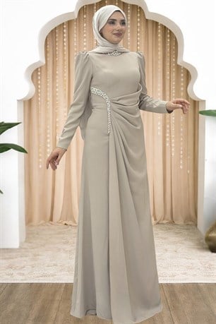 Dilem Tesettür Abiye Bej