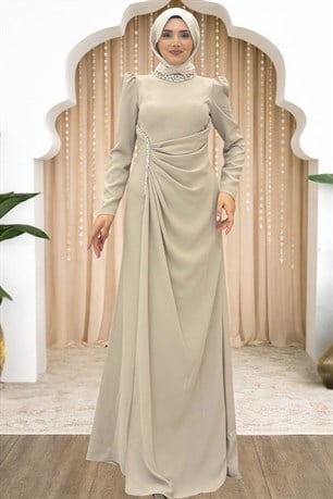 Dilem Tesettür Abiye Bej