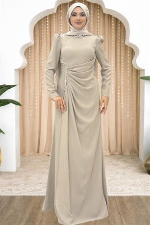Dilem Tesettür Abiye Bej