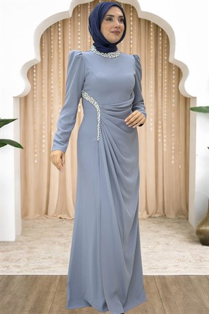 Dilem Tesettür Abiye Gri