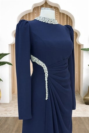 Dilem Tesettür Abiye Lacivert
