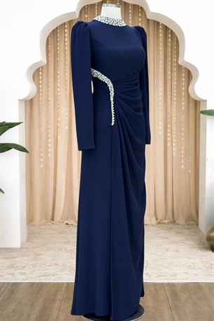 Dilem Tesettür Abiye Lacivert