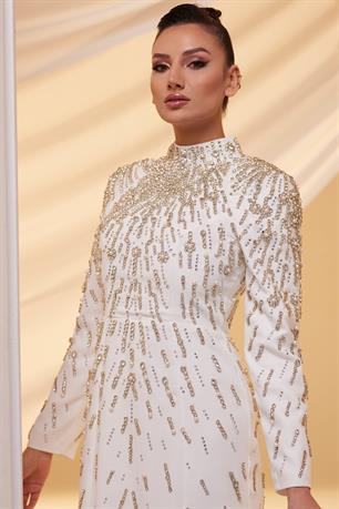 Dimitri Tesettür Abiye Beyaz