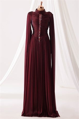 Dior Tesettür Abiye Bordo