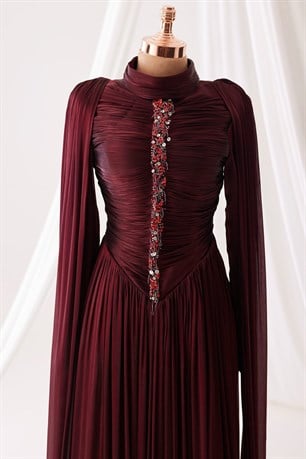 Dior Tesettür Abiye Bordo