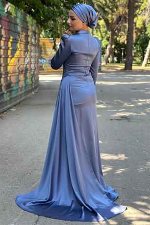Diva Tesettür Abiye İndigo