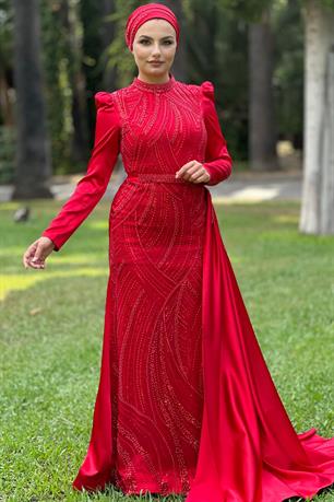 Diva Tesettür Abiye Kırmızı