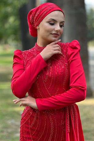 Diva Tesettür Abiye Kırmızı