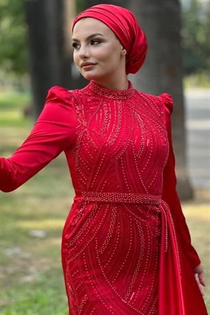 Diva Tesettür Abiye Kırmızı