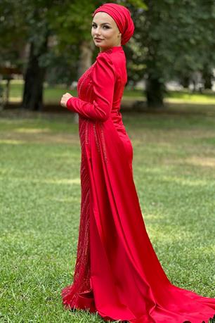 Diva Tesettür Abiye Kırmızı