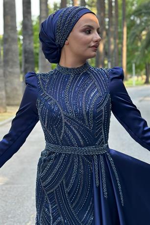 Diva Tesettür Abiye Lacivert
