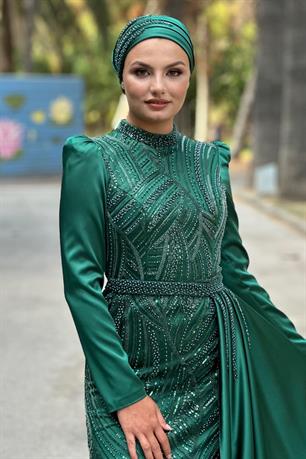 Diva Tesettür Abiye Zümrüt