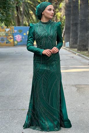 Diva Tesettür Abiye Zümrüt