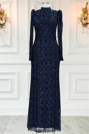 Dora Tesettür Abiye Lacivert