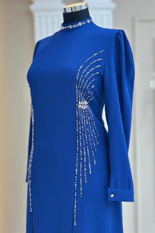 Duru Tesettür Abiye İndigo