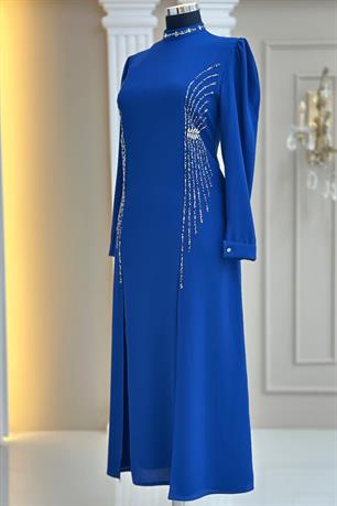 Duru Tesettür Abiye İndigo