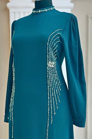 Duru Tesettür Abiye Petrol