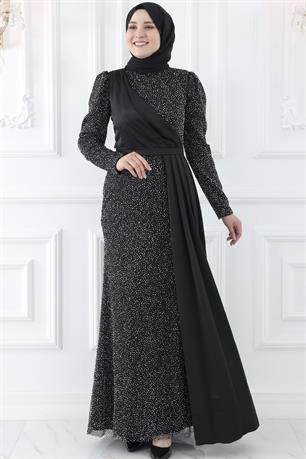 Ecmel Tesettür Abiye Siyah