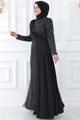 Ecmel Tesettür Abiye Siyah