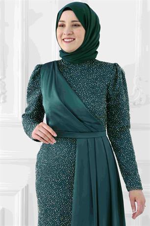 Ecmel Tesettür Abiye Zümrüt