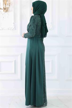 Ecmel Tesettür Abiye Zümrüt
