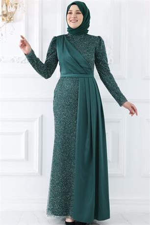 Ecmel Tesettür Abiye Zümrüt