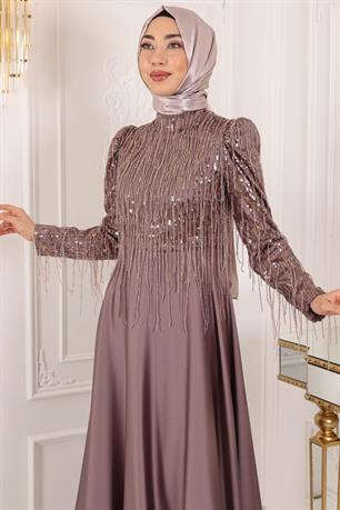 Ecrin Tesettür Abiye Kahve