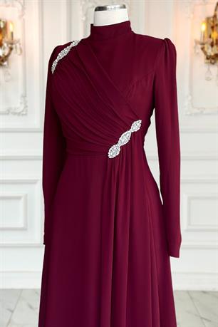 Eflin Tesettür Abiye Bordo