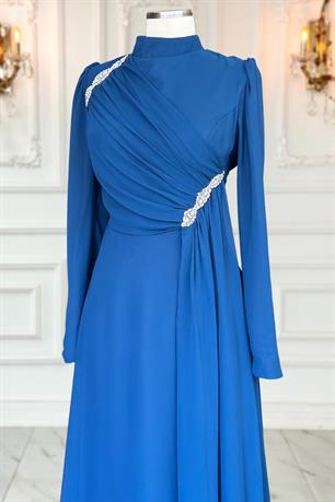 Eflin Tesettür Abiye İndigo