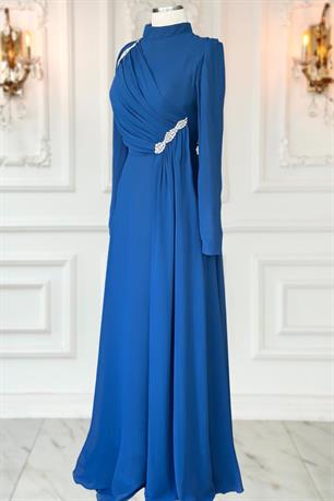 Eflin Tesettür Abiye İndigo