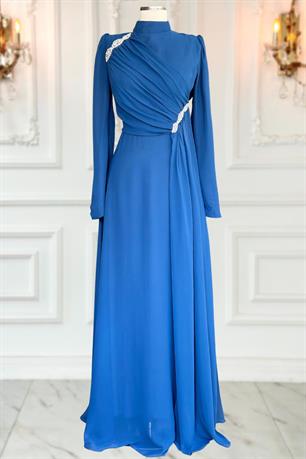 Eflin Tesettür Abiye İndigo