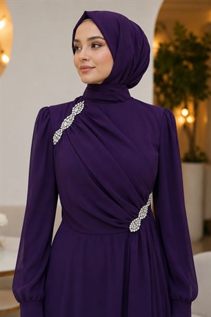 Eflin Tesettür Abiye Mürdüm