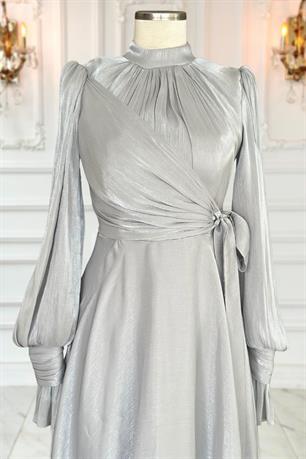 Efruz Tesettür Abiye Gri