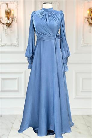 Efruz Tesettür Abiye İndigo