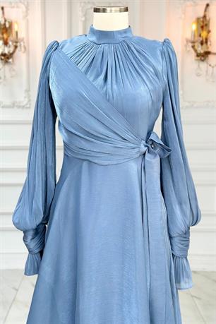 Efruz Tesettür Abiye İndigo