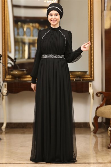 Efsane Tesettür Abiye Siyah