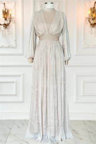 Efser Tesettür Abiye Bej