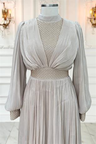 Efser Tesettür Abiye Bej