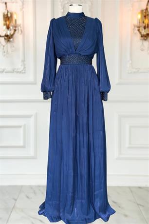 Efser Tesettür Abiye Lacivert