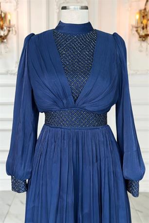 Efser Tesettür Abiye Lacivert