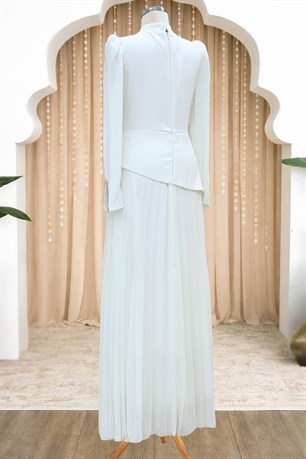 Efsun Tesettür Abiye Ekru