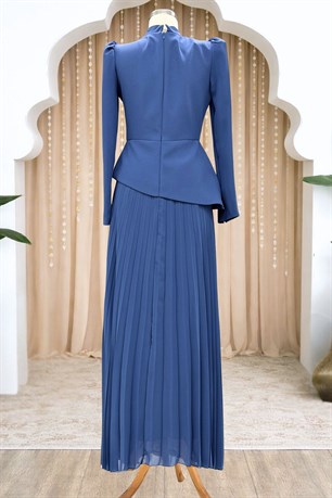 Efsun Tesettür Abiye İndigo