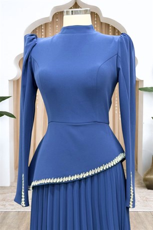 Efsun Tesettür Abiye İndigo