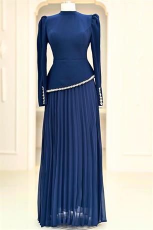 Efsun Tesettür Abiye Lacivert