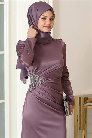 Efsun Tesettür Abiye Lavanta