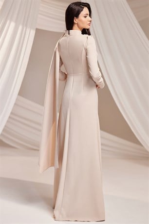 Elara Tesettür Abiye Bej