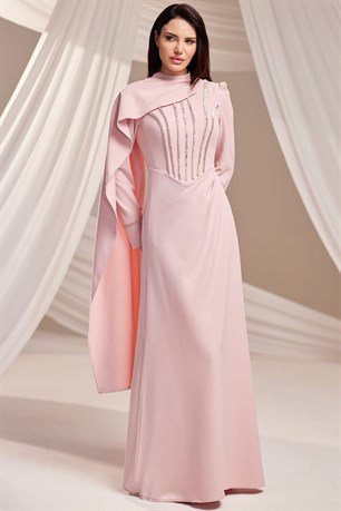 Elara Tesettür Abiye Pudra