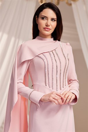 Elara Tesettür Abiye Pudra