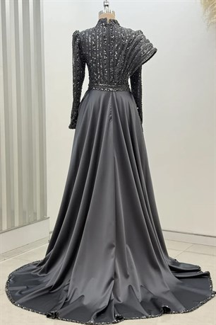 Elegance Tesettür Abiye Antrasit