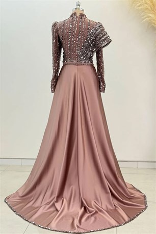 Elegance Tesettür Abiye Gül Kurusu